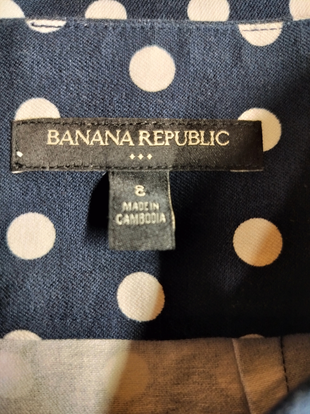 Banana Republic Polka Dot Skirt Size 8 Navy White Pencil Mini Classic - Picture 5 of 6